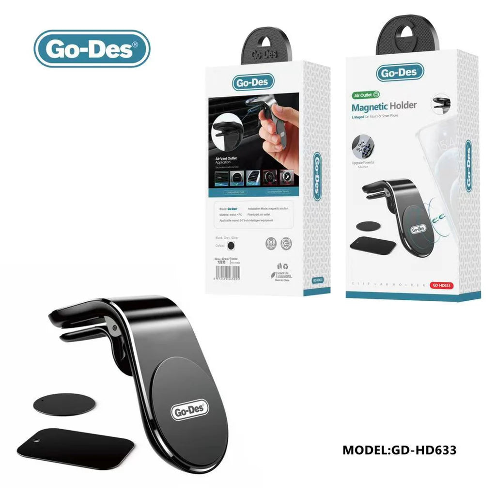 Go-Des Generic Magnetic Car Phone Holder Air Vent Mount Mobile Magnetic Clip Stand.