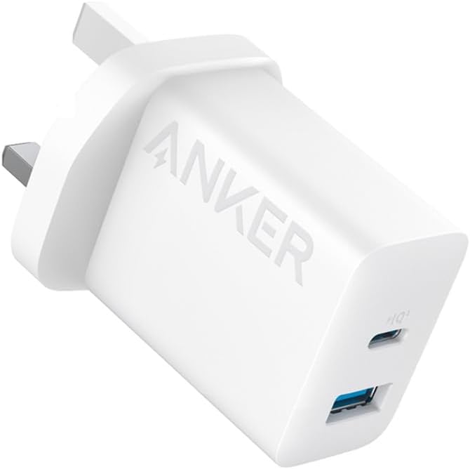 Anker Charger Powerport 20W USB C Gan Charger, 20W Maximum Output, USB-C and USB-A Port, 1.5 Meter USB-C to USB-C Cable