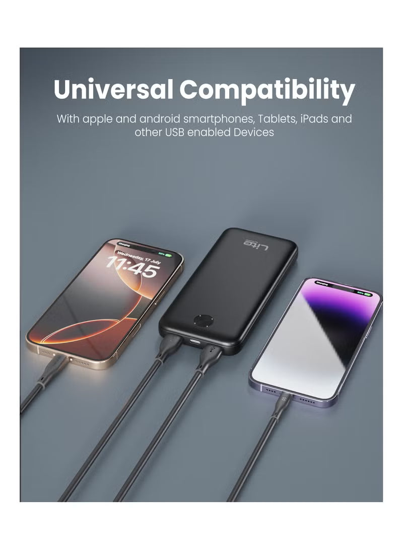 Moxedo Lite 10,000 mAh Power Bank Fast Charging with 2 USB-A Ports 1 USB-C Input Output Port Compatible.