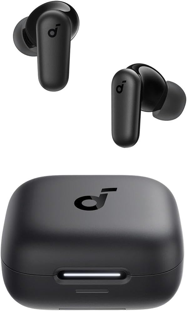 Soundcore by Anker R50i NC Wireless Earbuds – Smart Noise Cancelling, Deep Bass, 45H Playtime, 2-in-1 Charging Case & Phone Stand, IP54, Bluetooth 5.4 – Black