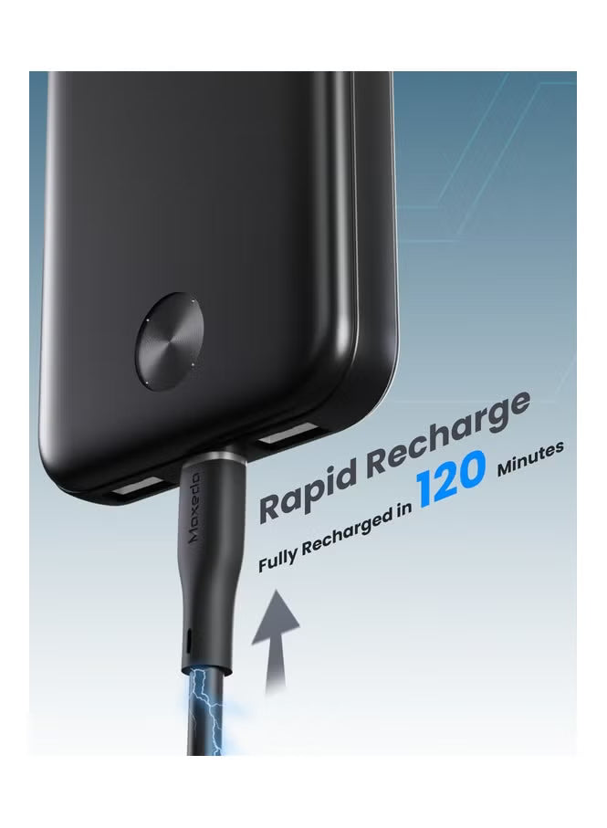 Moxedo Lite 10,000 mAh Power Bank Fast Charging with 2 USB-A Ports 1 USB-C Input Output Port Compatible.