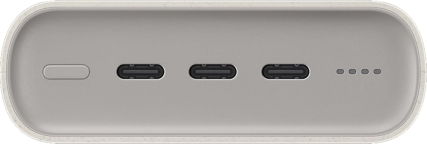 Samsung 20,000mAh Portable Battery Power Bank, High-Capacity Power Bank with Fast Charging, Compact 3-Port Design.