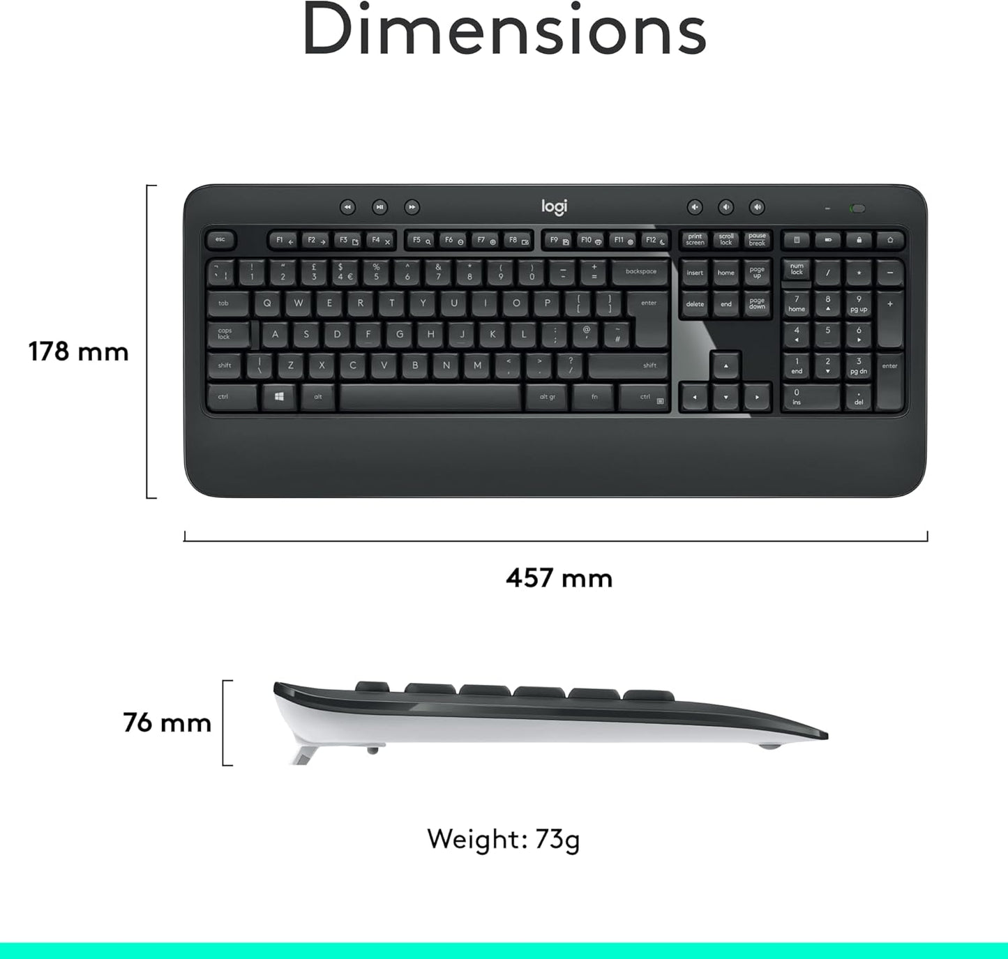Logitech MK540 Advanced Wireless Keyboard and Mouse Combo, 2.4 GHz Unifying USB-Receiver, Multimedia Hotkeys, 3-Year Battery Life
