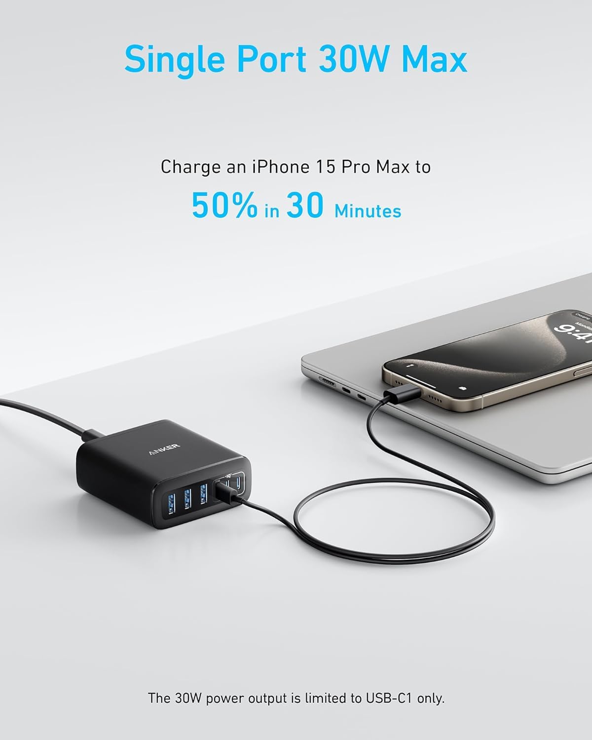 Anker USB C Charger, 6 Port Charging Station with 112W Power.