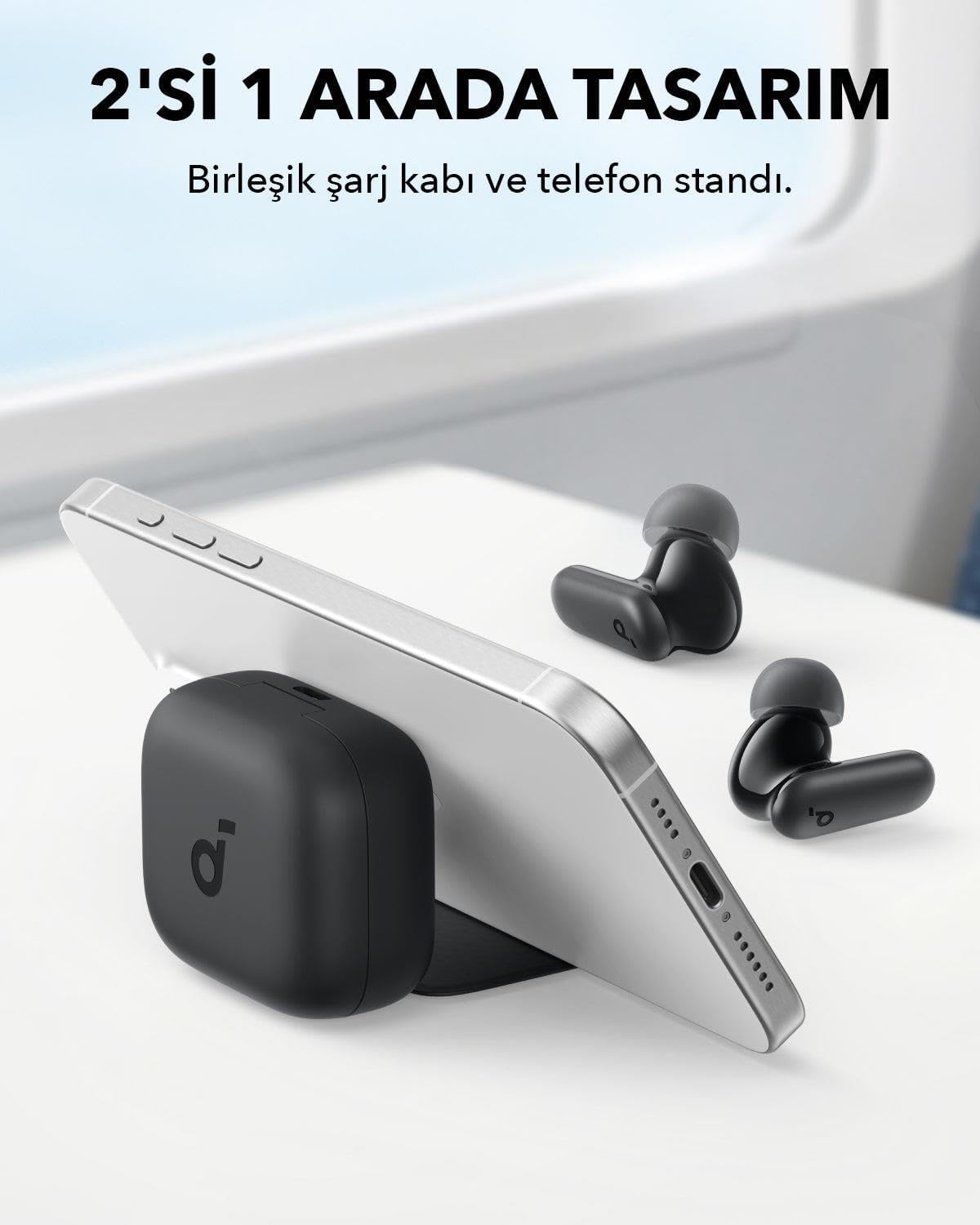 Soundcore by Anker R50i NC Wireless Earbuds – Smart Noise Cancelling, Deep Bass, 45H Playtime, 2-in-1 Charging Case & Phone Stand, IP54, Bluetooth 5.4 – Black