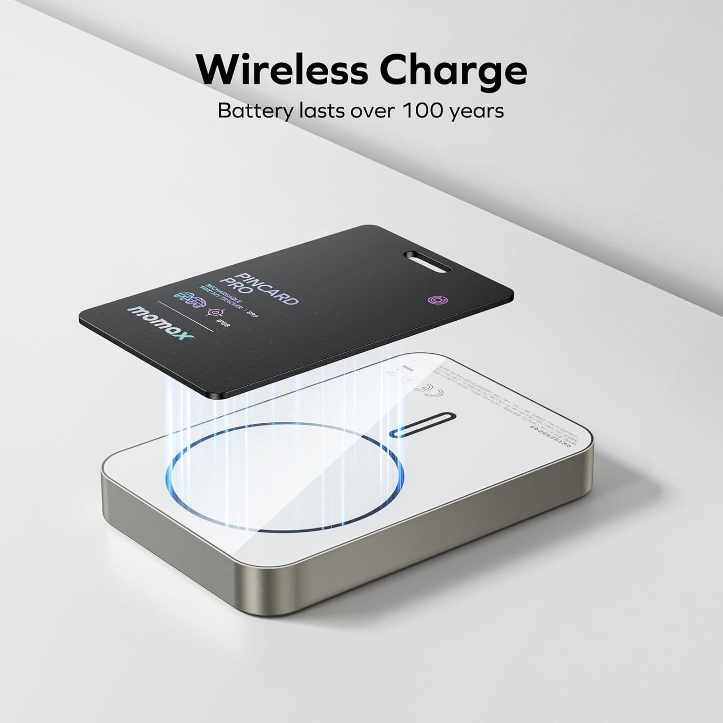 Momax PinCard Pro Bluetooth Tracker - Key Finder Key Locator Tracker for Luggage, Suitcase, Wallet, Pet, Kids Works with Apple Find My Device.