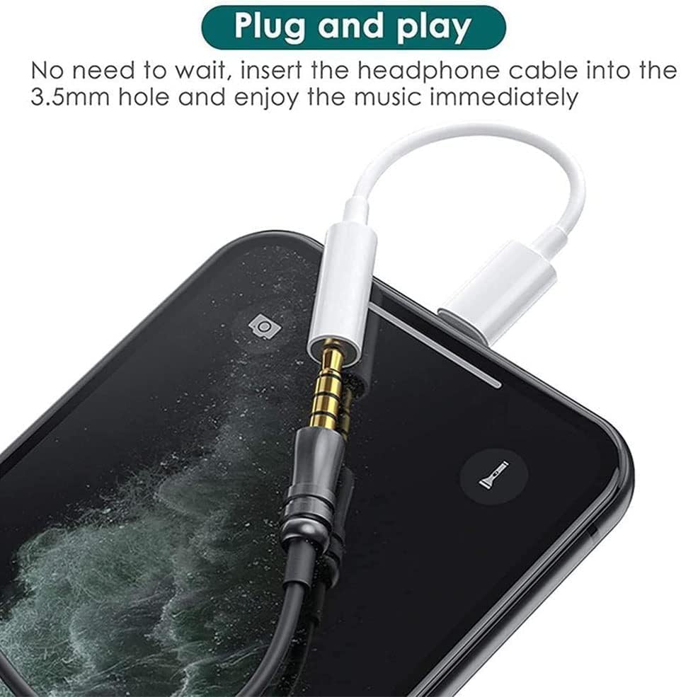 Apple Lightning to 3.5 mm Headphone Jack Adapter,MFi Certified iPhone to 3.5mm Audio Aux Jack Adapter Dongle Cable Converter