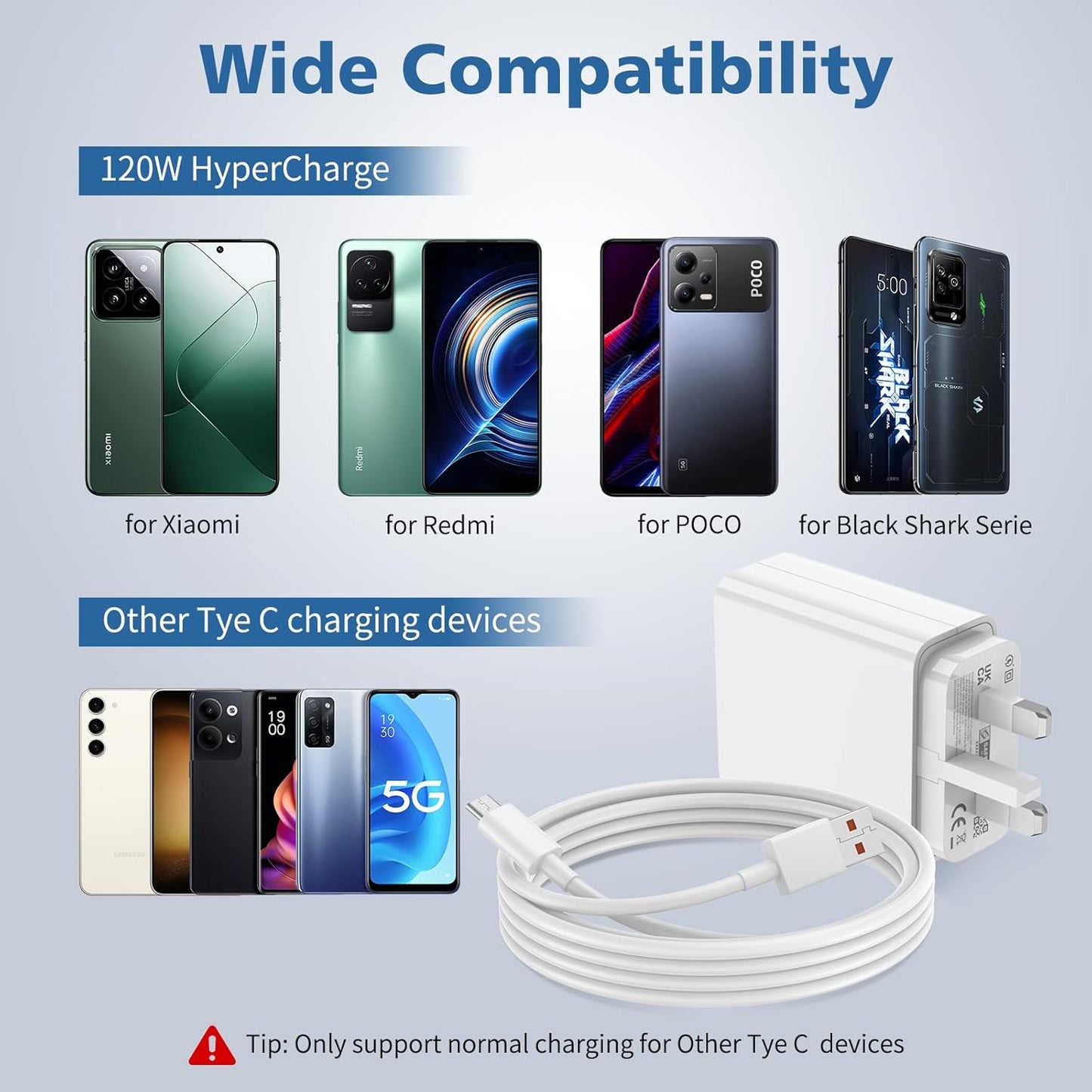 Xiaomi 120W Charging Combo (Type-A), Fast Charging, Overheat Protection, Overcurrent Protection, Data Cable.