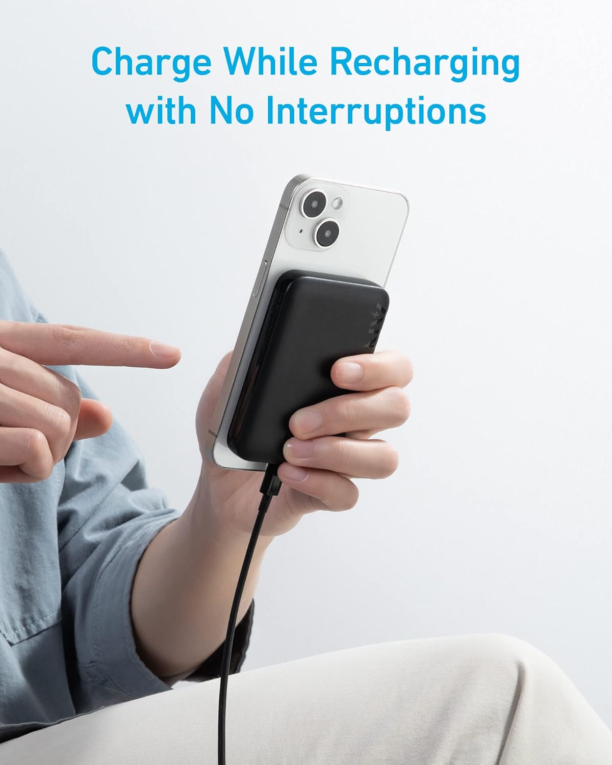 Anker Power Bank, 321 Magnetic Battery PowerCore Magnetic 5K , 5,000mAh Wireless Portable Charger.