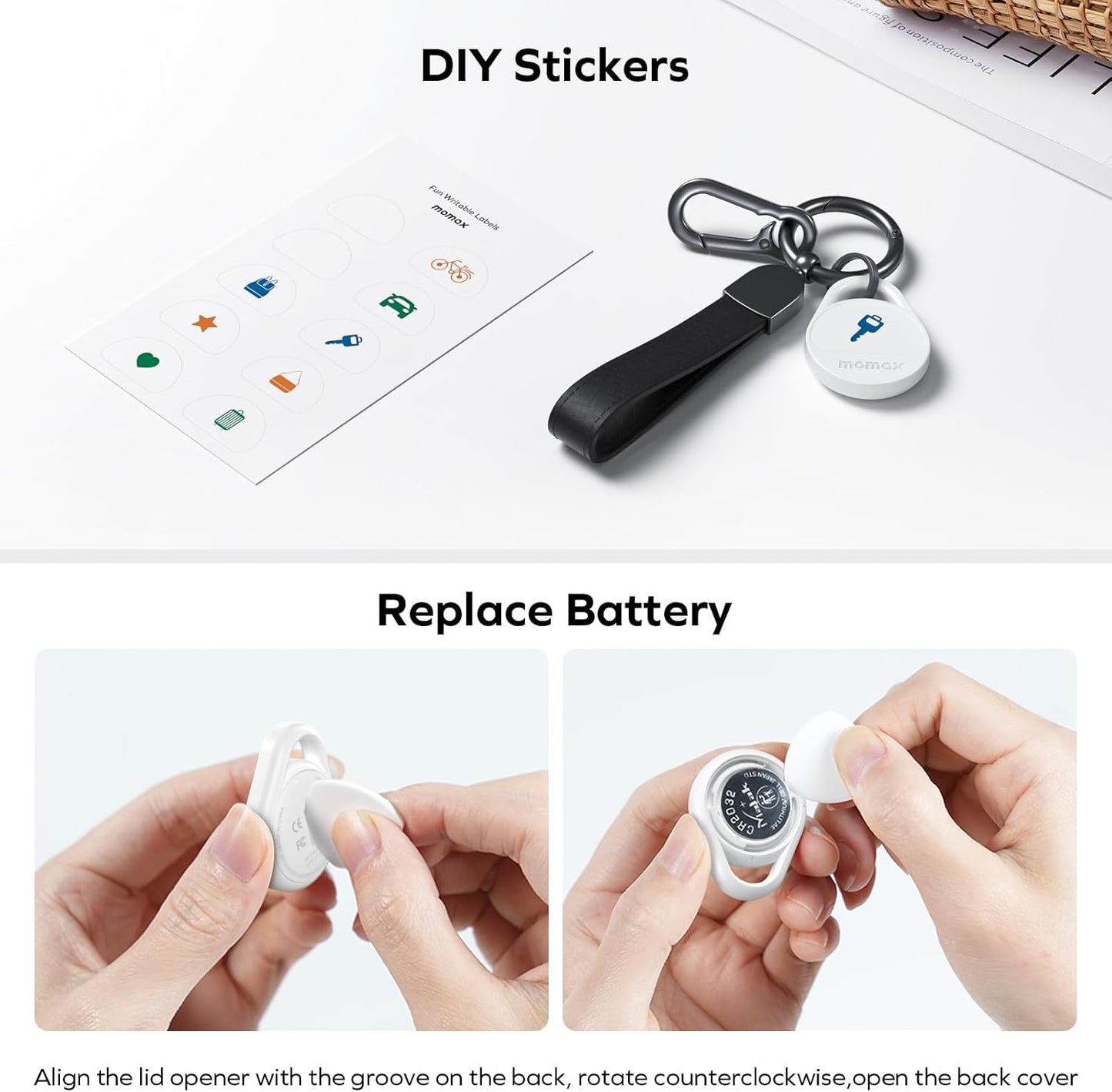Momax Tracker Electronics Key Finder Luggage Tracker Smart Tag for Key, Backpack, Wallet, Pets Works with Apple Find My.