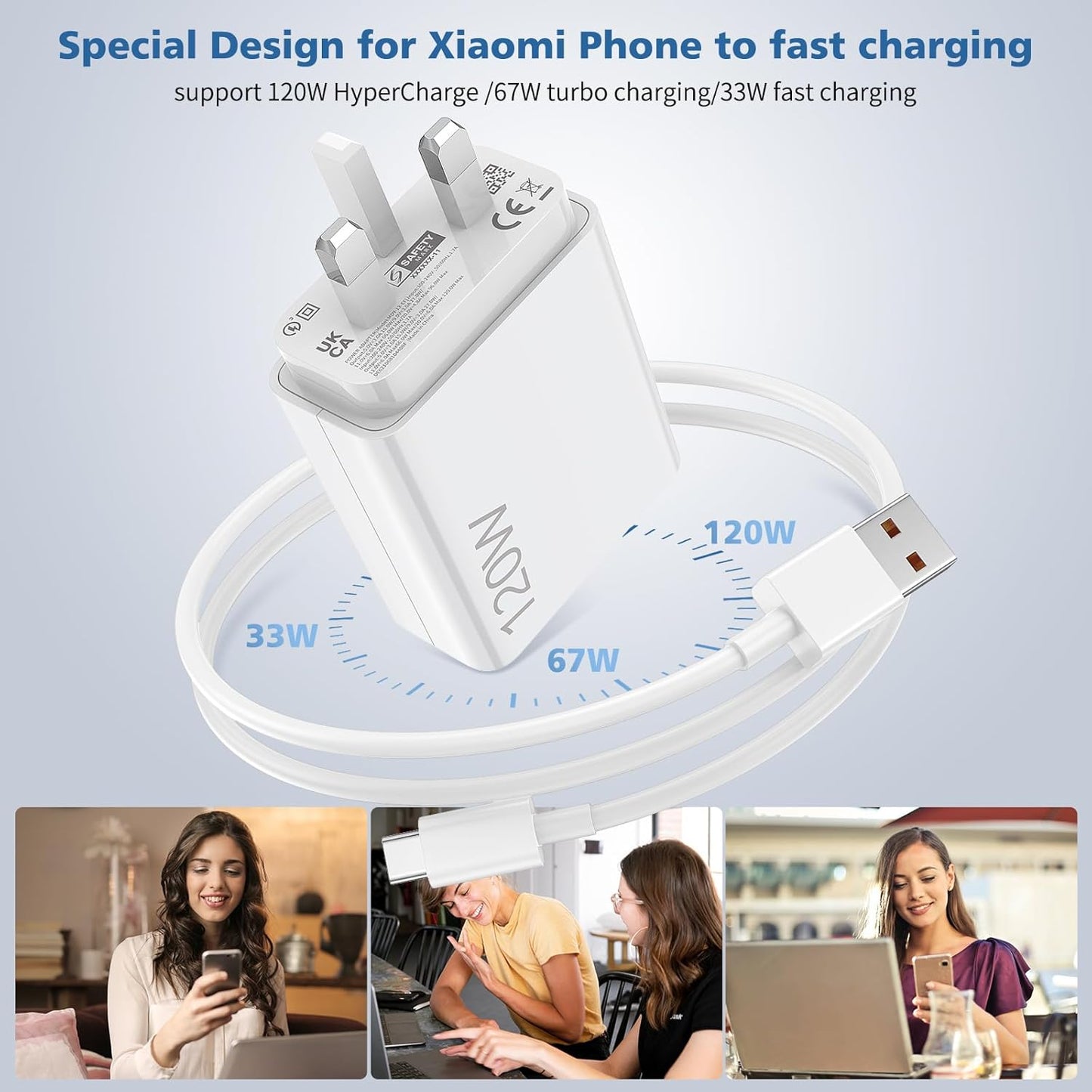 Xiaomi 120W Charging Combo (Type-A), Fast Charging, Overheat Protection, Overcurrent Protection, Data Cable.