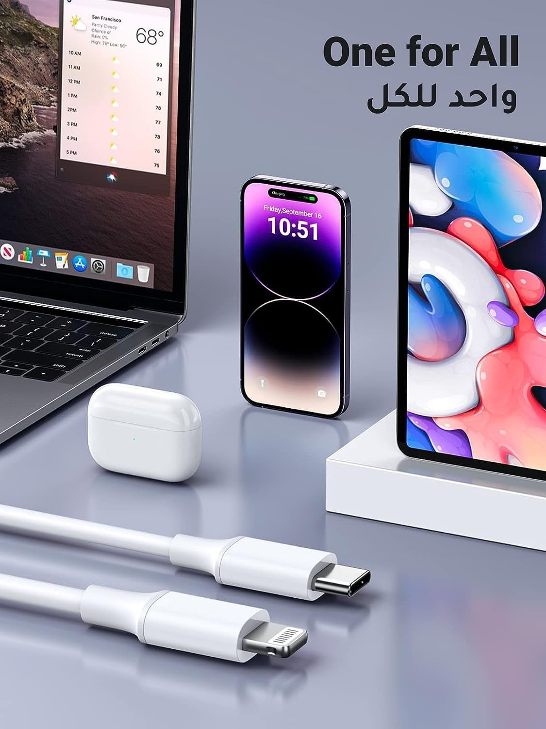 Apple USB-C to Lightning Cable (1m).