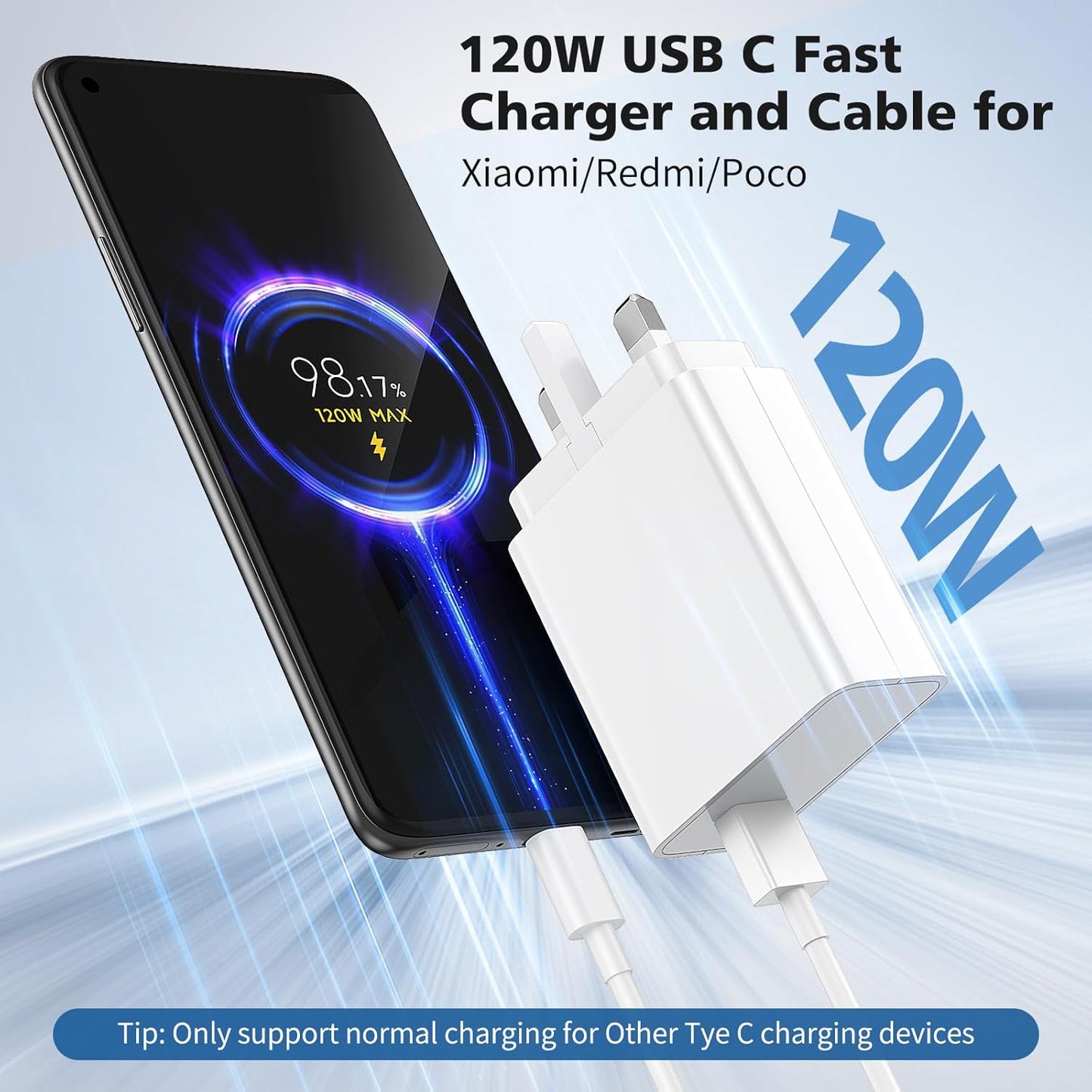 Xiaomi 120W Charging Combo (Type-A), Fast Charging, Overheat Protection, Overcurrent Protection, Data Cable.