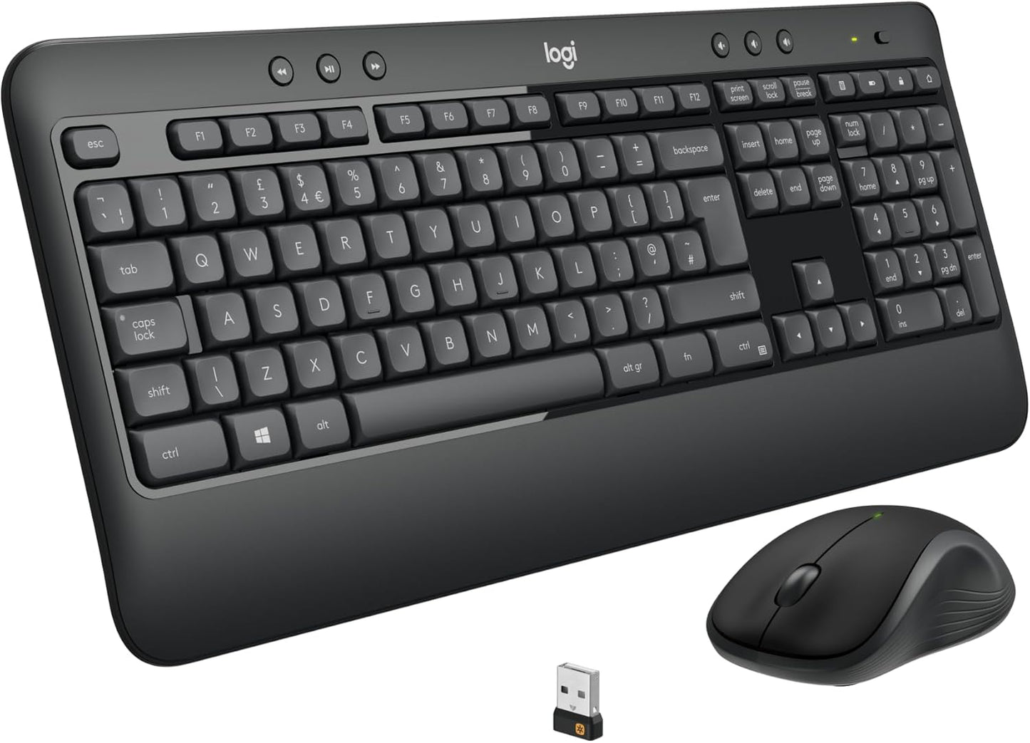 Logitech MK540 Advanced Wireless Keyboard and Mouse Combo, 2.4 GHz Unifying USB-Receiver, Multimedia Hotkeys, 3-Year Battery Life