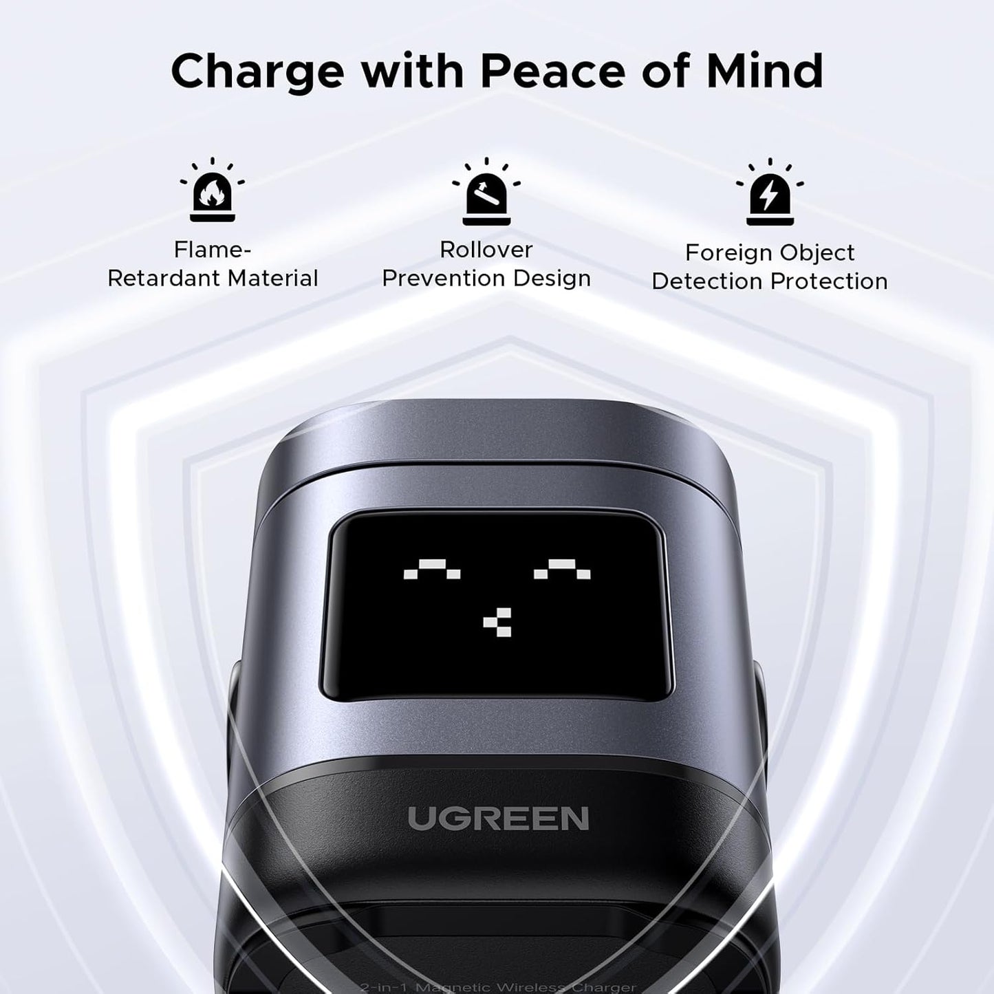 UGREEN 15W Uno Wireless Charger, Qi2 Certified MagSafe Charging, Fast Magnetic Phone Stand, 2-in-1 Foldable Wireless Charger Station.