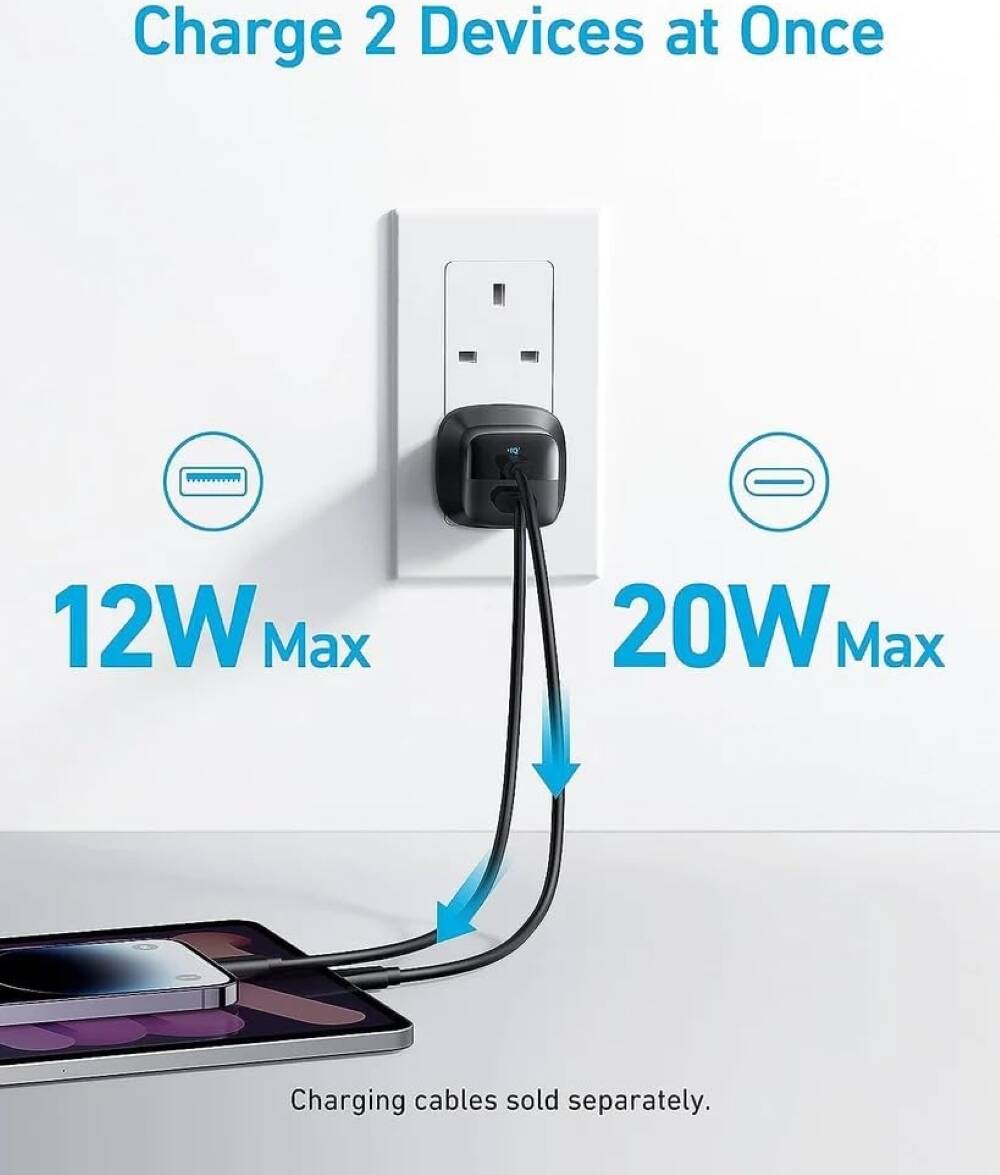 Anker 33W Wall Charger With USB-C to USB-C Cable, 2 Ports, Universal Compatible