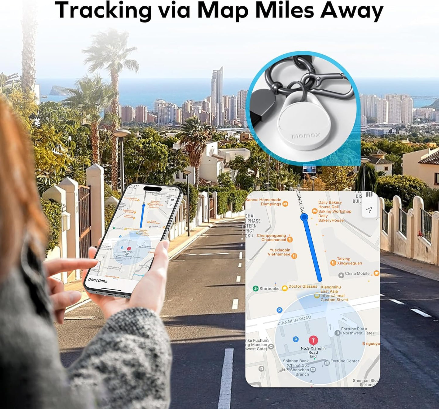 Momax Tracker Electronics Key Finder Luggage Tracker Smart Tag for Key, Backpack, Wallet, Pets Works with Apple Find My.