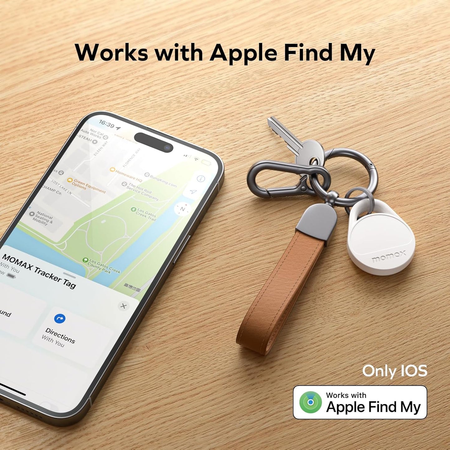 Momax Tracker Electronics Key Finder Luggage Tracker Smart Tag for Key, Backpack, Wallet, Pets Works with Apple Find My.