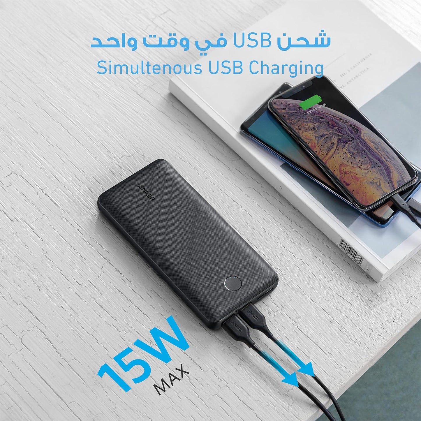 Anker Power Bank, 325 Portable Charger (PowerCore Essential 20K) 20000mAh Battery Pack with High-Speed PowerIQ Technology.