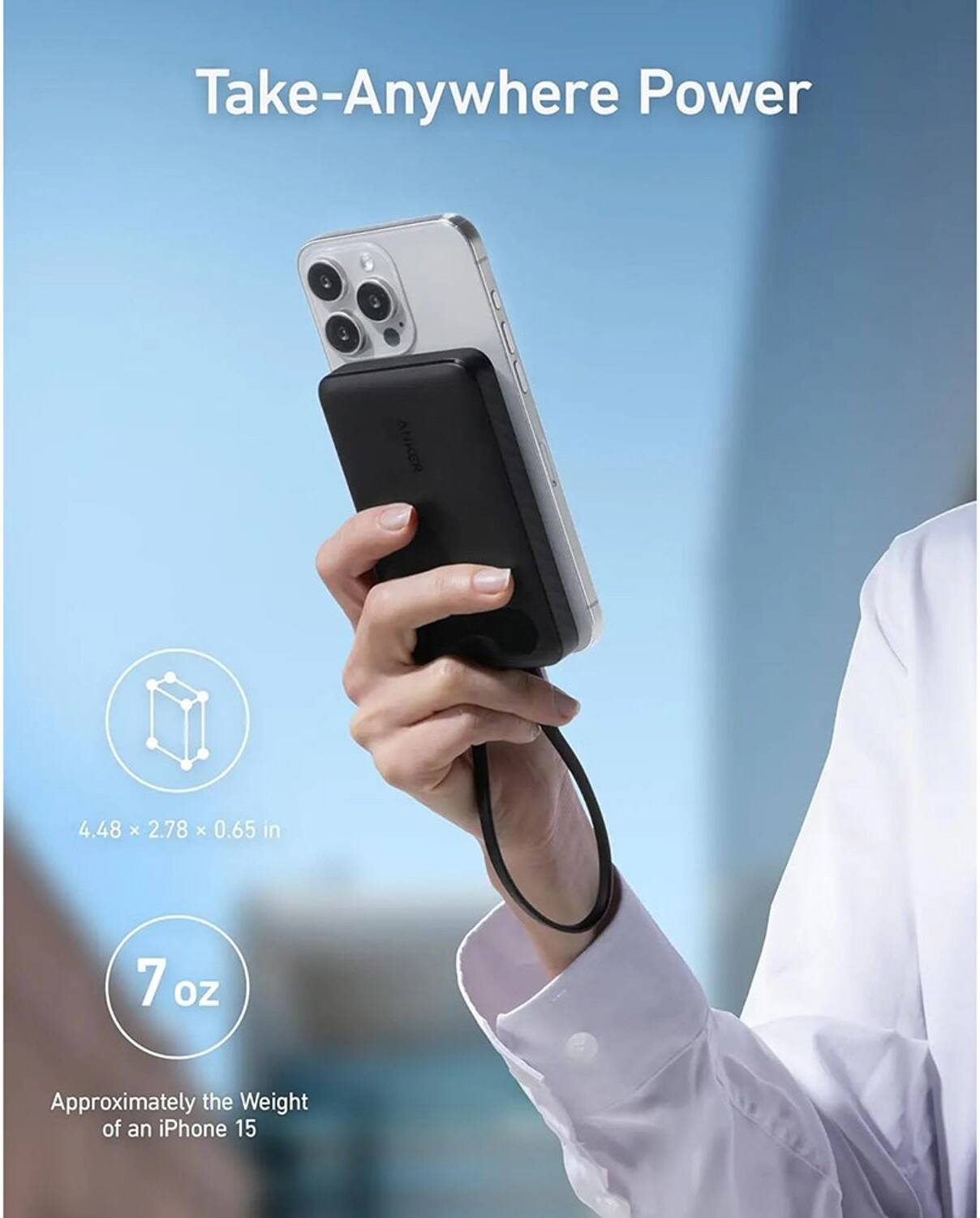 Anker PowerCore Power Bank 10000mAh, 22.5W Portable Charger, USB-C To USB-C Cable, Ultra-Slim And Compact Design