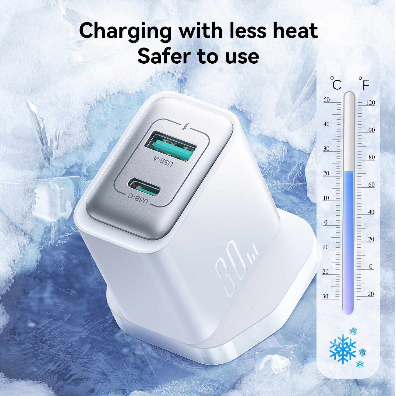 JOYROOM 30W USB+USB-C / Type-C Wall Fast Charger Compatible.