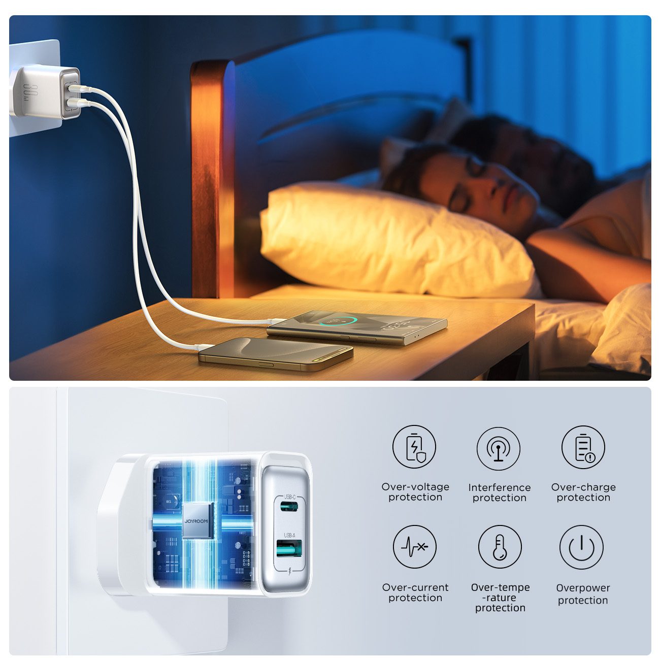 JOYROOM 30W USB+USB-C / Type-C Wall Fast Charger Compatible.