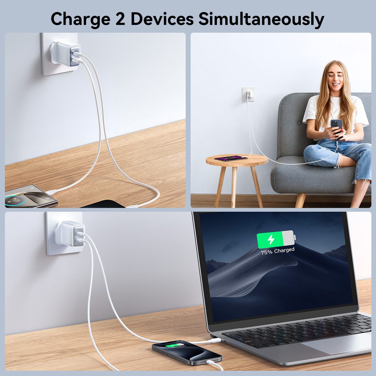 JOYROOM 30W USB+USB-C / Type-C Wall Fast Charger Compatible.