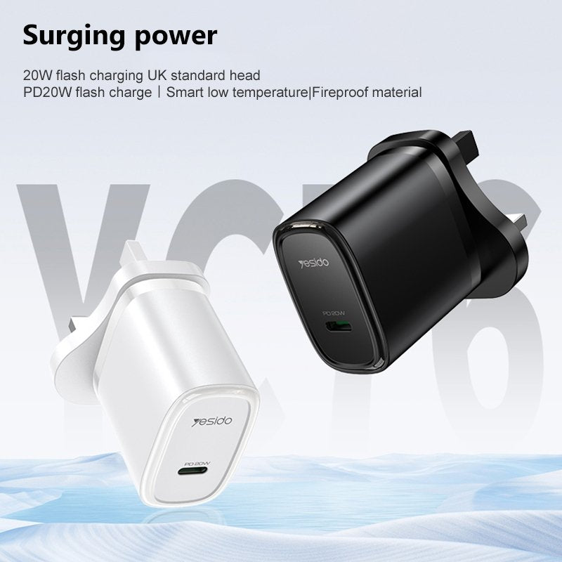 Yesido PD 20W USB-C / Type-C Port Quick Charger with Type-C to Lightning Cable.