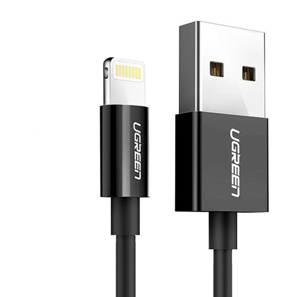 UGREEN USB A to Lighting Cable, MFi Certified, 480Mbps Data Transfer Rate, Max 5V 2.4A Fast Charging, Durable TPE Protection.