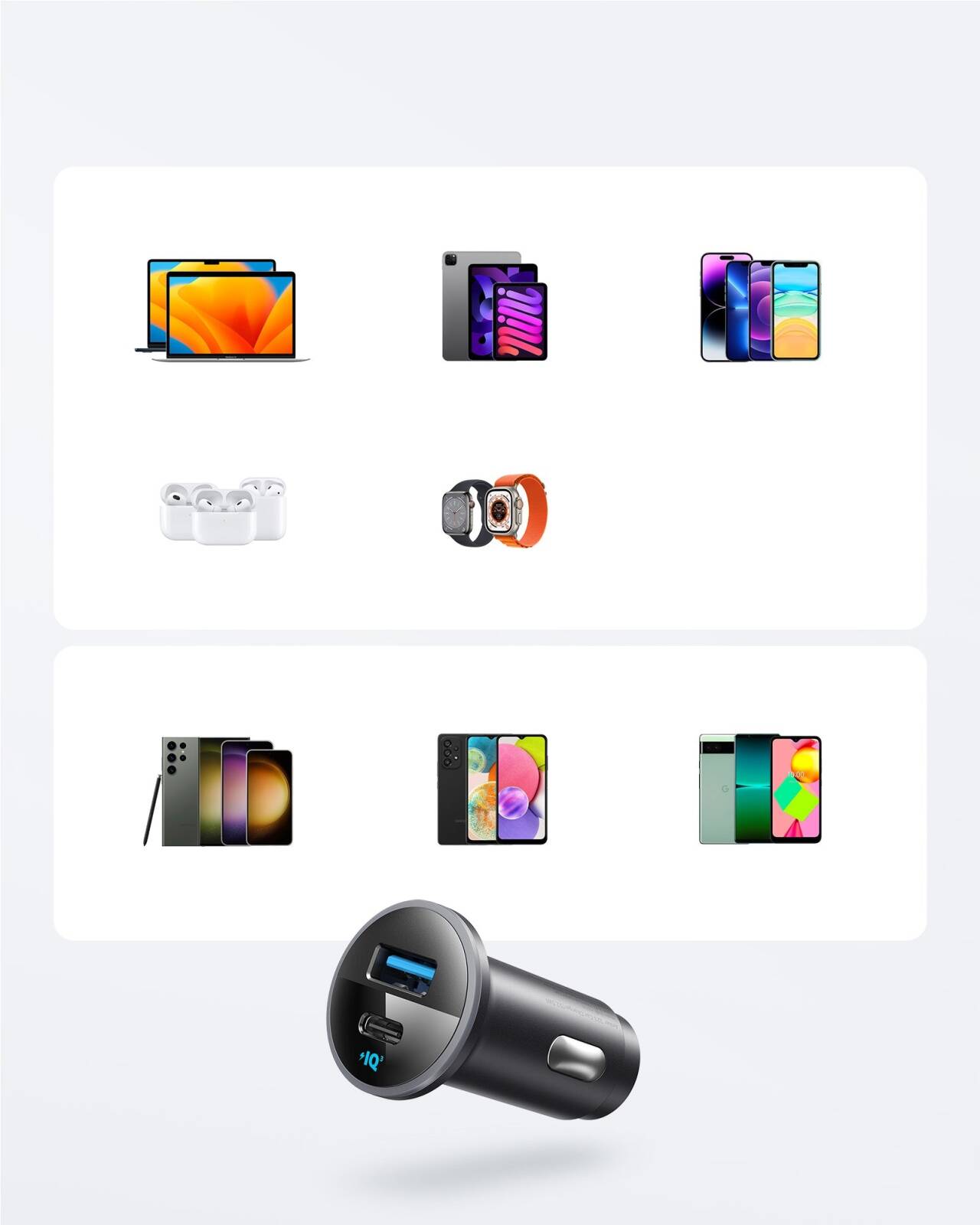 Anker USB C Car Charger Adapter, 52.5W Cigarette Lighter USB Charger, 323 Car Charger with 30W PowerIQ 3.0 Fast Charging.