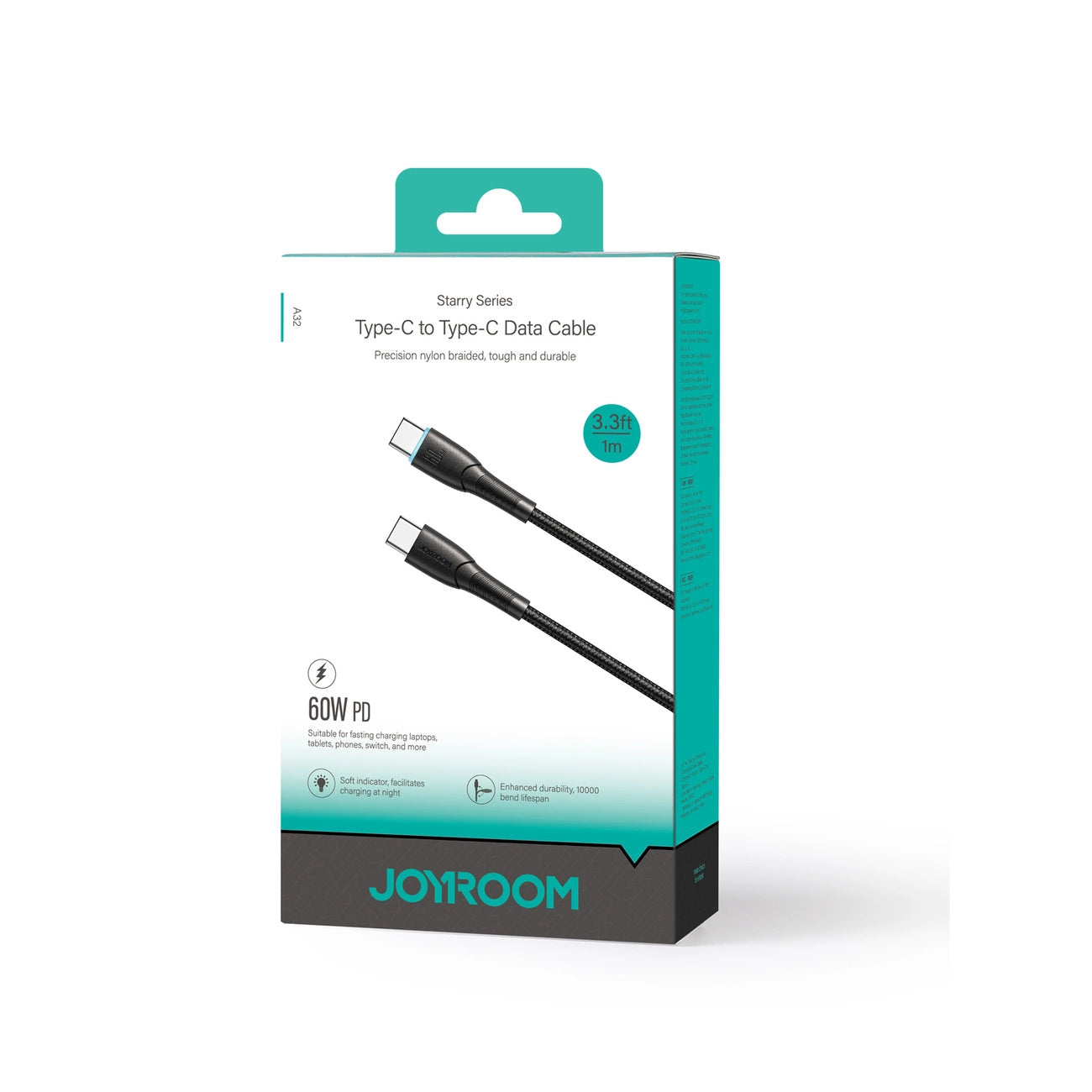 JOYROOM 60W 480Mbps Fast Charging Data Cable, Type-C to Type-C Cable.