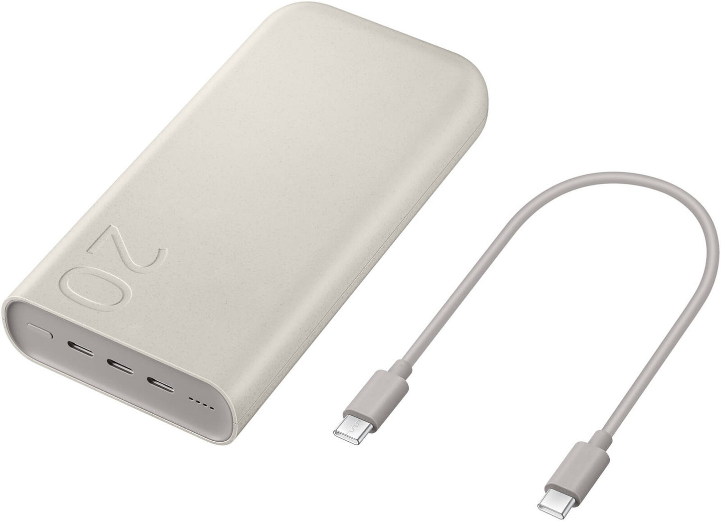 Samsung 20,000mAh Portable Battery Power Bank, High-Capacity Power Bank with Fast Charging, Compact 3-Port Design.