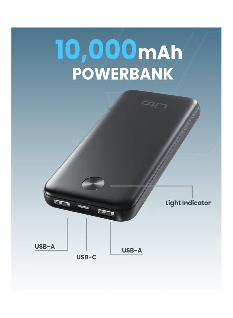 Moxedo Lite 10,000 mAh Power Bank Fast Charging with 2 USB-A Ports 1 USB-C Input Output Port Compatible.