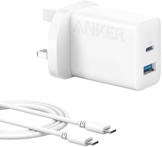 Anker Charger Powerport 20W USB C Gan Charger, 20W Maximum Output, USB-C and USB-A Port, 1.5 Meter USB-C to USB-C Cable