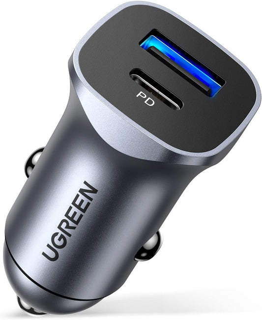 UGREEN PD 30W Car Charger Fast Charging Dual USB Phone Plug Adapter Car Charger Type C.