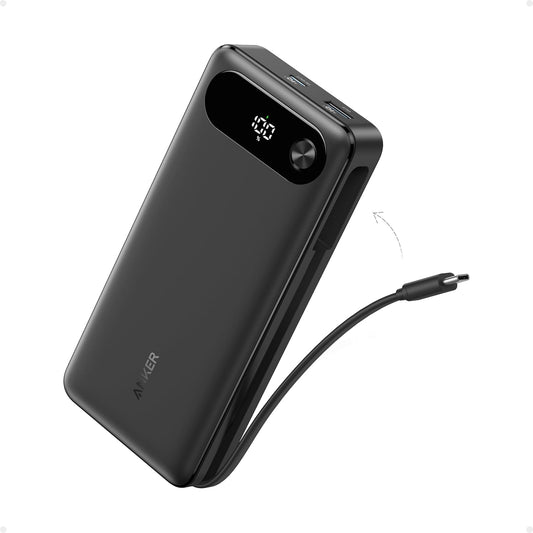 Anker Laptop Power Bank, 20,000mAh Portable Charger with Built-In USB-C Cable