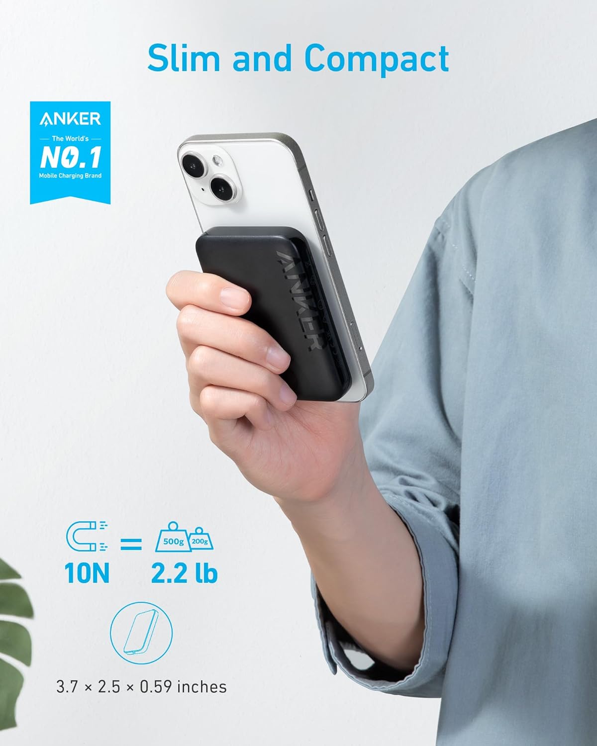 Anker Power Bank, 321 Magnetic Battery PowerCore Magnetic 5K , 5,000mAh Wireless Portable Charger.