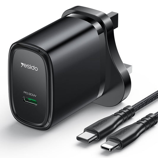 Yesido PD 20W USB-C / Type-C Port Quick Charger with Type-C to Lightning Cable.