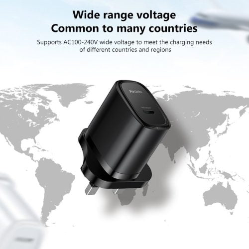 Yesido PD 20W USB-C / Type-C Port Quick Charger with Type-C to Lightning Cable.