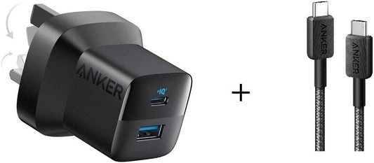 Anker 33W Wall Charger With USB-C to USB-C Cable, 2 Ports, Universal Compatible